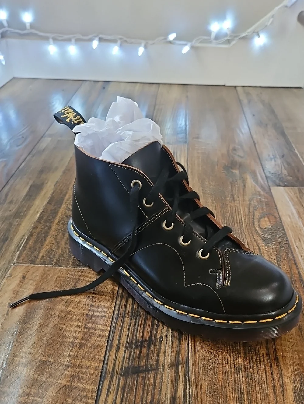 Dr. Martens‎ Black Leather Chukka Boots with Yellow Stitching